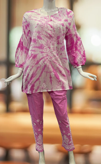 Festive Solid Short Kurti With Lace And Matching Pant Set – Pannkh